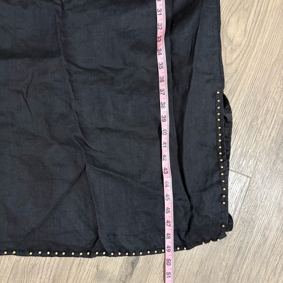 Nikki Valenti 100% Irish Linen Midi Dress Sz 20 Black Embroidered Sleeveless - Picture 8 of 14